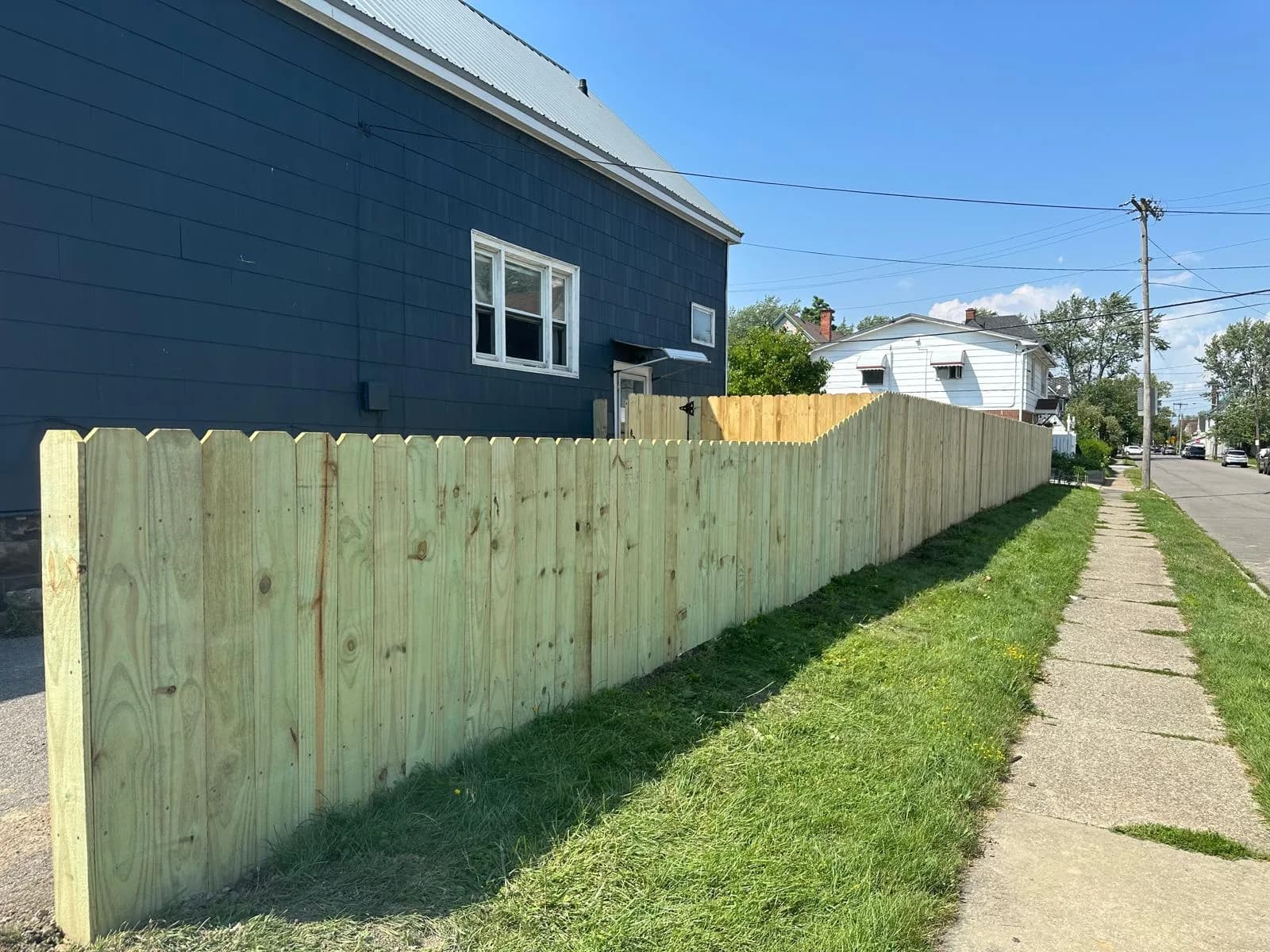 Cedar privacy fence in side yard — Buffalo NY