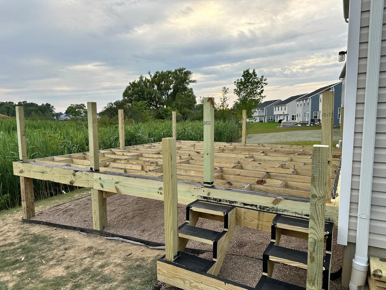 PT deck structural framing complete — Buffalo NY