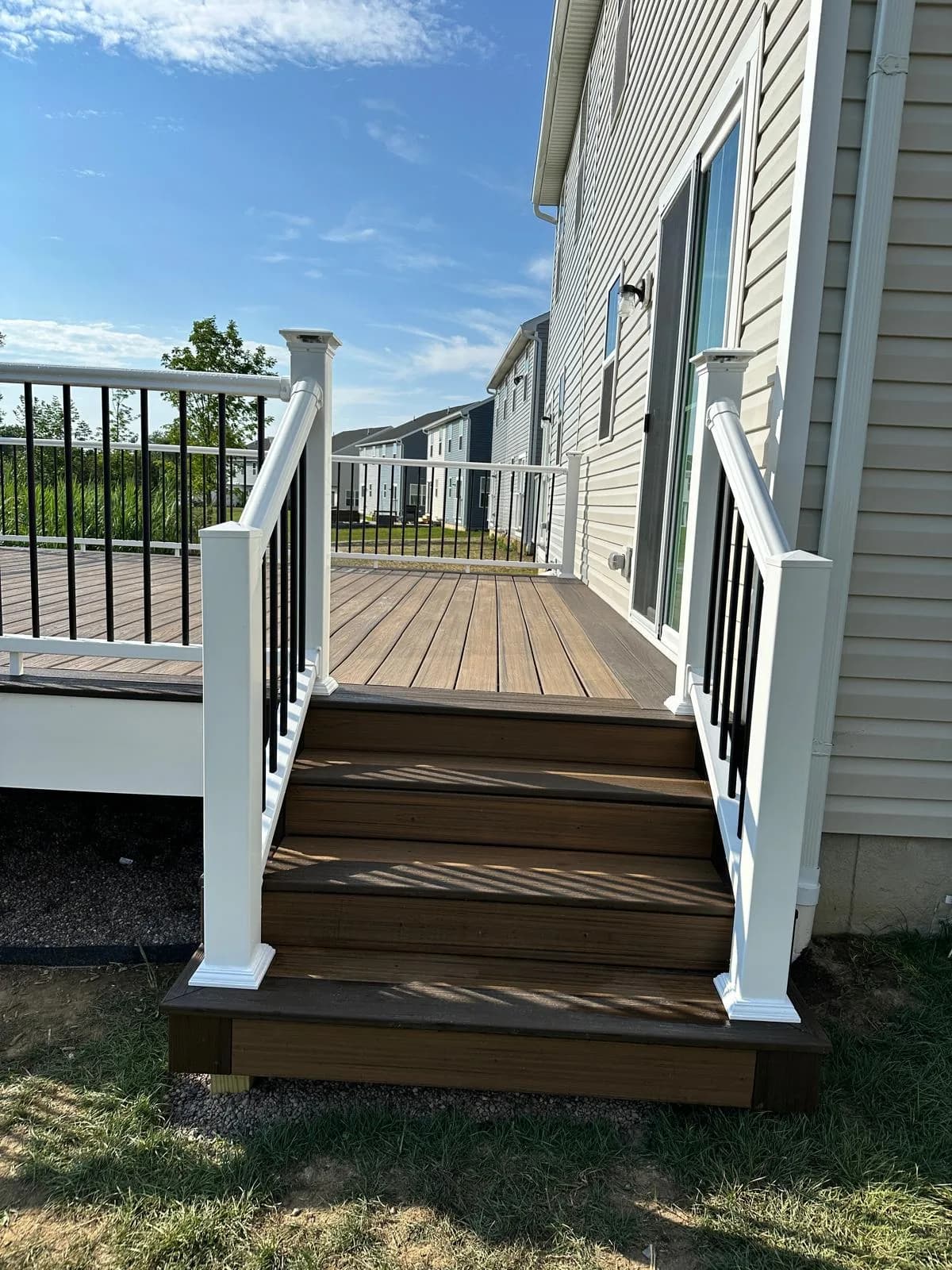 Composite deck stairs with landing — Buffalo NY